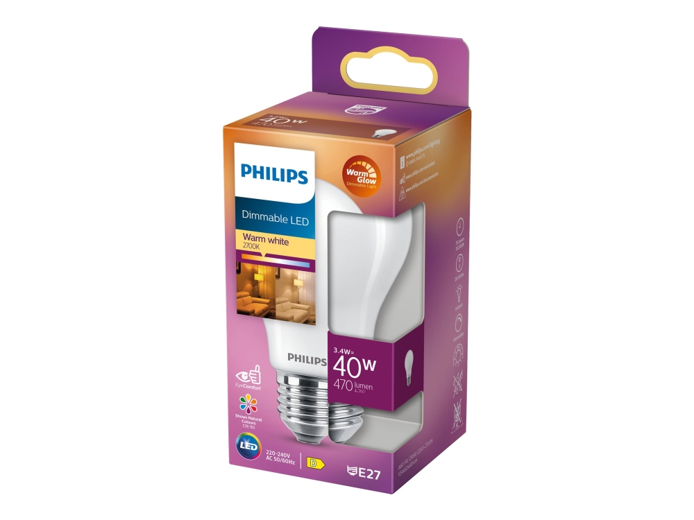 Philips Classic A60 FR LED-lampa 3W E27 (transparent)