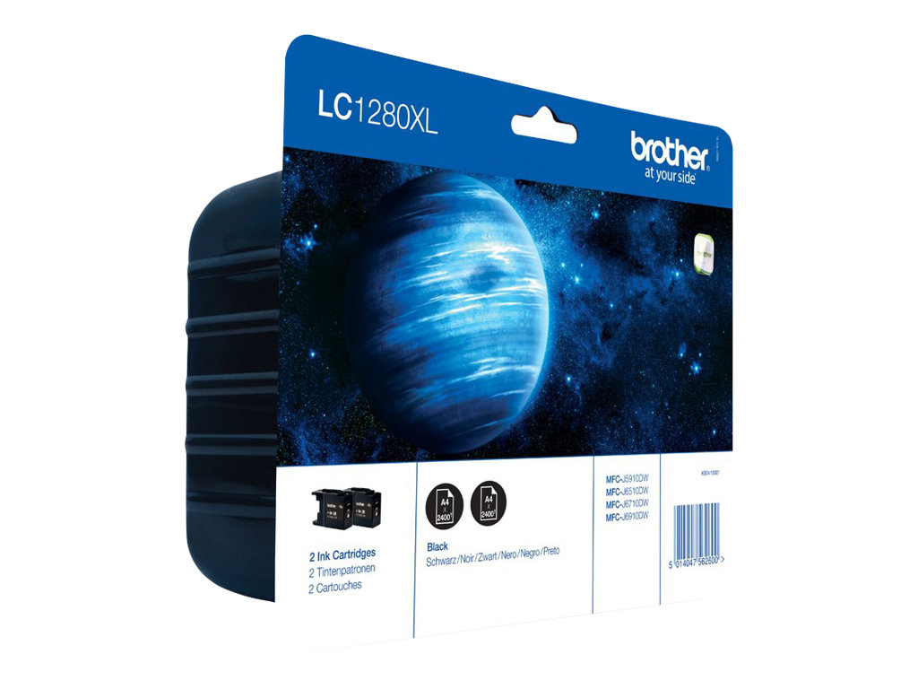 Brother LC1280XLBKBP2 - 2-pack - hög kapacitet - svart - original - blister - bläckpatron