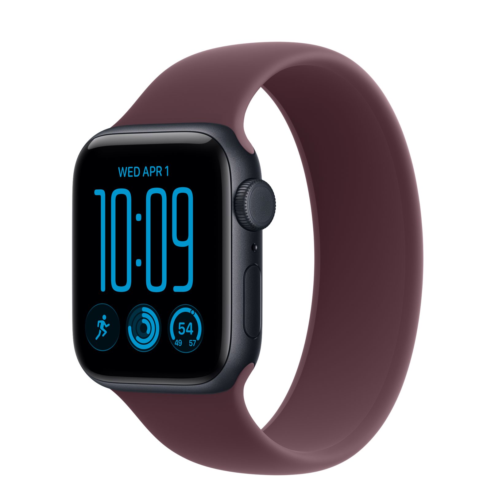Apple Watch SE 3 (GPS + Cellular) • Aluminiumboett midnatt, 40 mm • Sololoop bourgogne