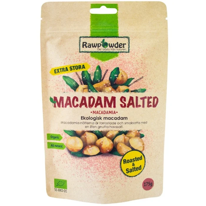 RawPowder Macadam Nötter Saltade/Rostade, 175 g