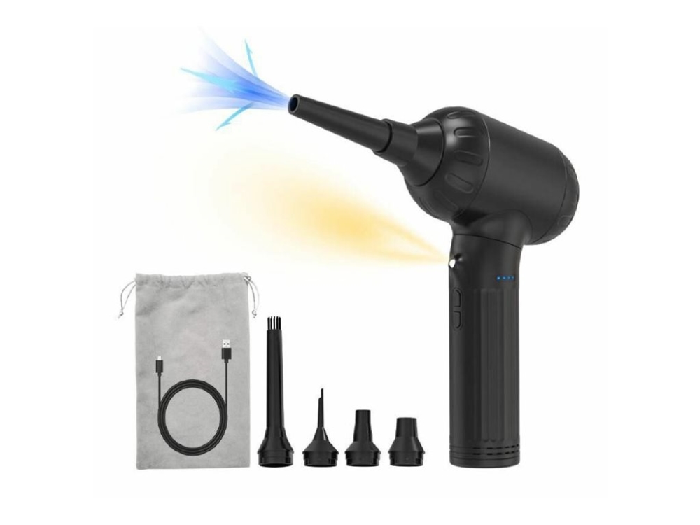CoreParts - Tryckluft för rengöring - cordless, 7500mAh battery, with 5 attachments, USB-C charge cable included, brownbox packaging - svart