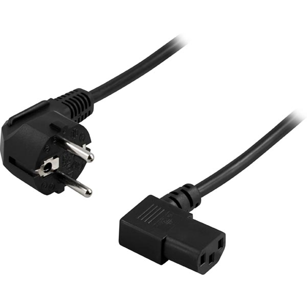 Deltaco Apparatkabel - PC & vägguttag - Vinklad kontakt - 3m - Svart, bild 5