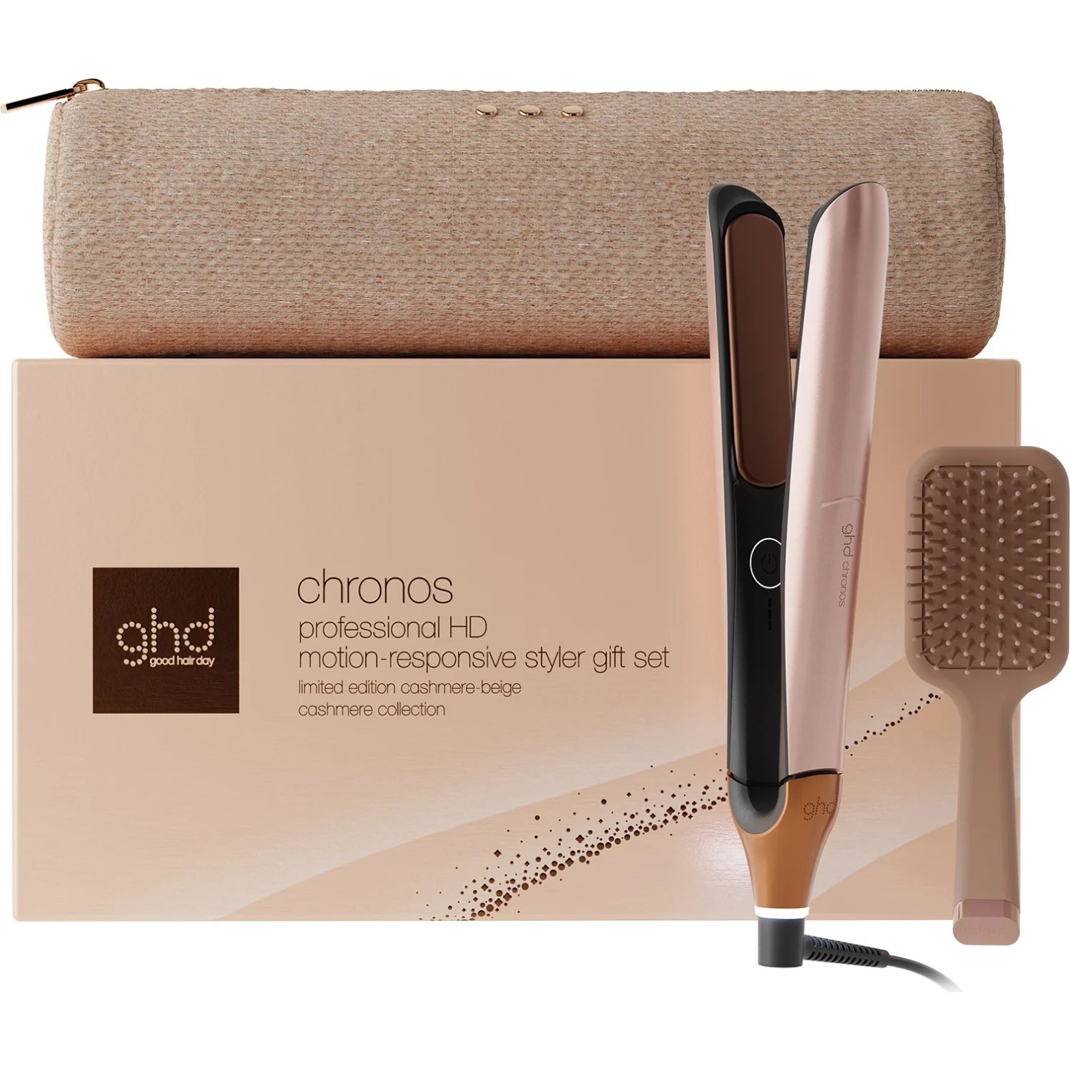 ghd Cashmere Collection Chronos Hair Straightener Festive Gift Set in Cashmere Beige