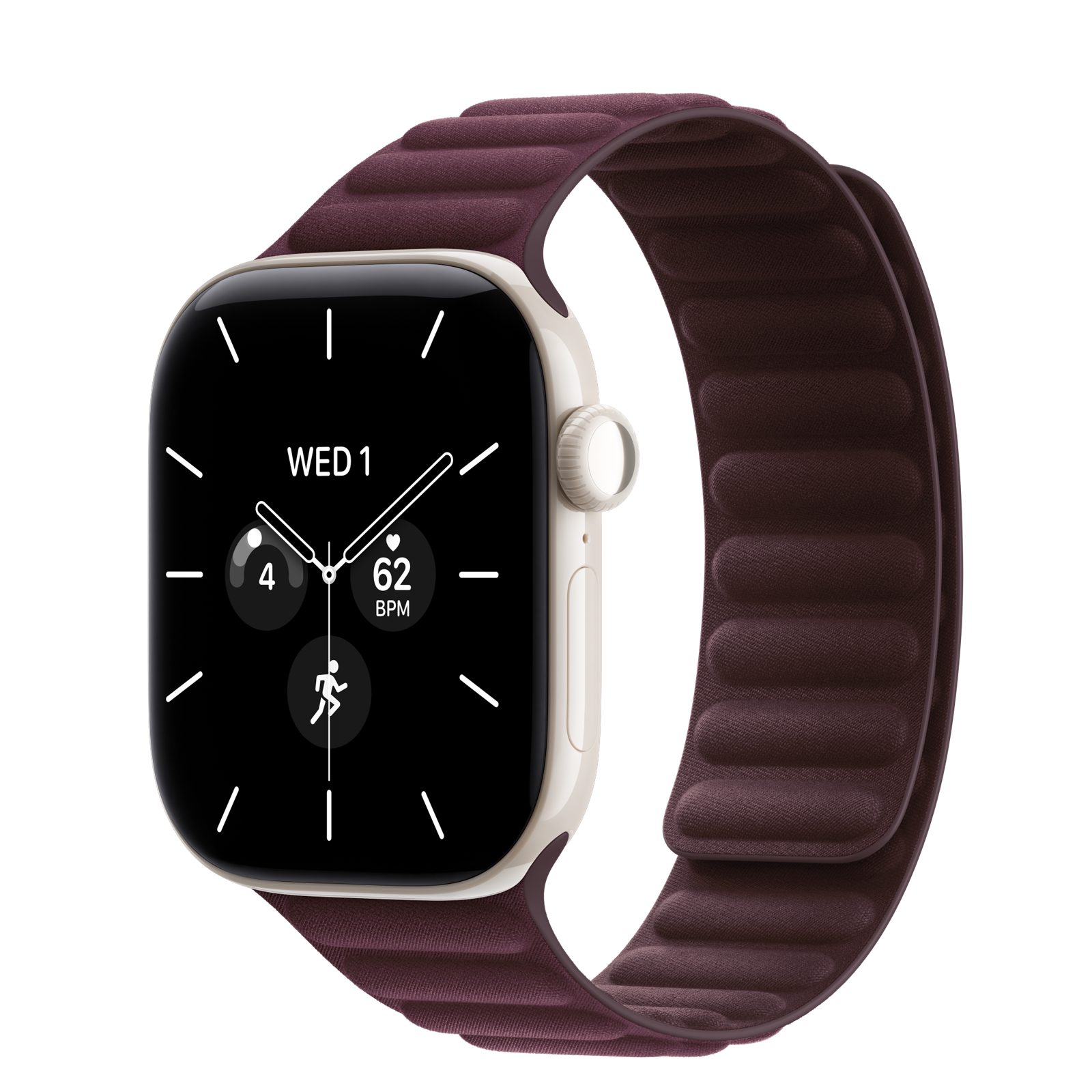 Apple Watch Series 12 (GPS + Cellular) • Keramikboett pärlvit, 42 mm • Magnetlänk bourgogne
