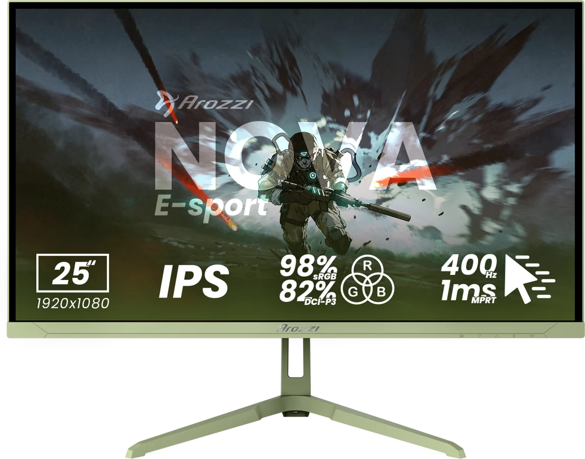 Arozzi Nova 25" E-Sport Forest Green IPS FHD 400Hz, bild 4
