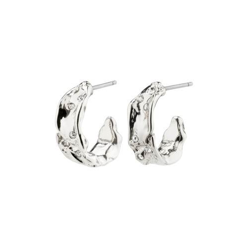 PILGRIM - SOL Crystal Semi-Hoop Earrings - Silver-Plated - 15 mm