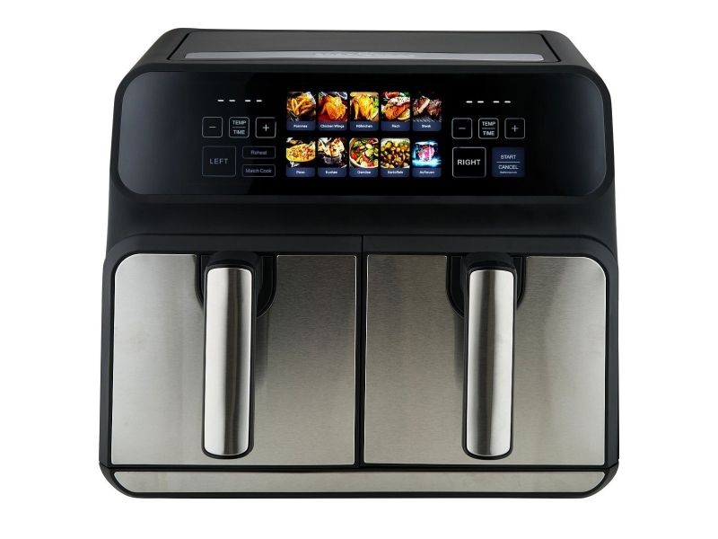 ProfiCook PC-FR 1287 H, Varmluftsfritös, 8 l, 50 ° C, 200 ° C, Dubbel, Svart, Rostfritt stål