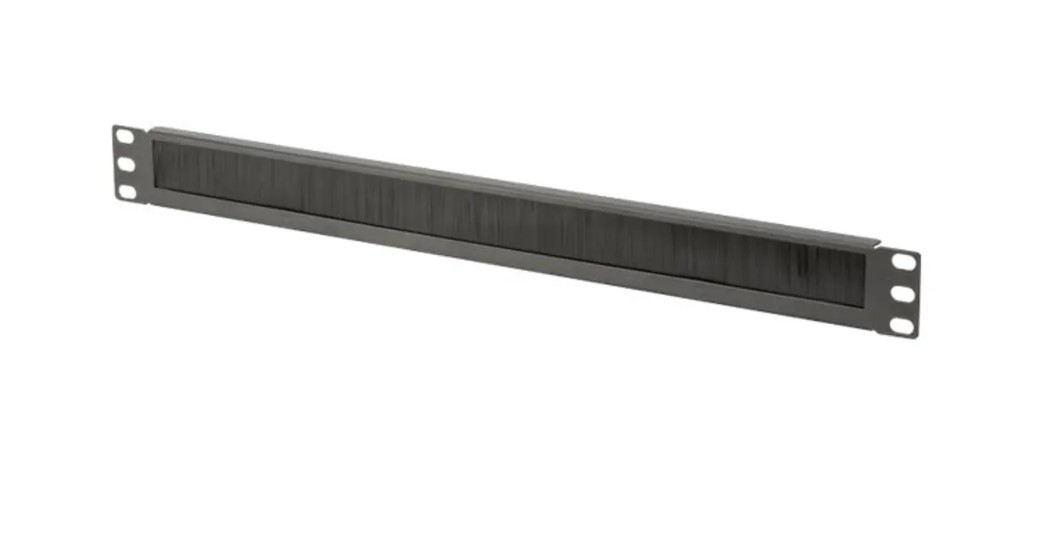 19" Kabelgenomföring med borste, 1U, svart, bild 3