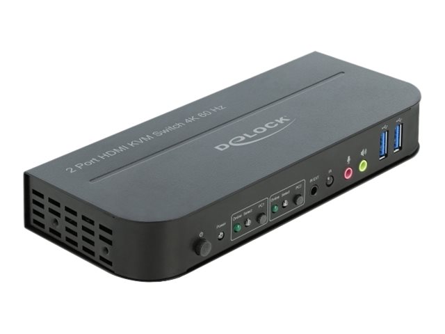 Delock HDMI KVM Switch 4K 60 Hz with USB 3.0 and Audio - Omkopplare för tangentbord/video/mus/ljud/USB - 2 x KVM/ljud/USB - 1 lokal användare - skrivbordsmodell