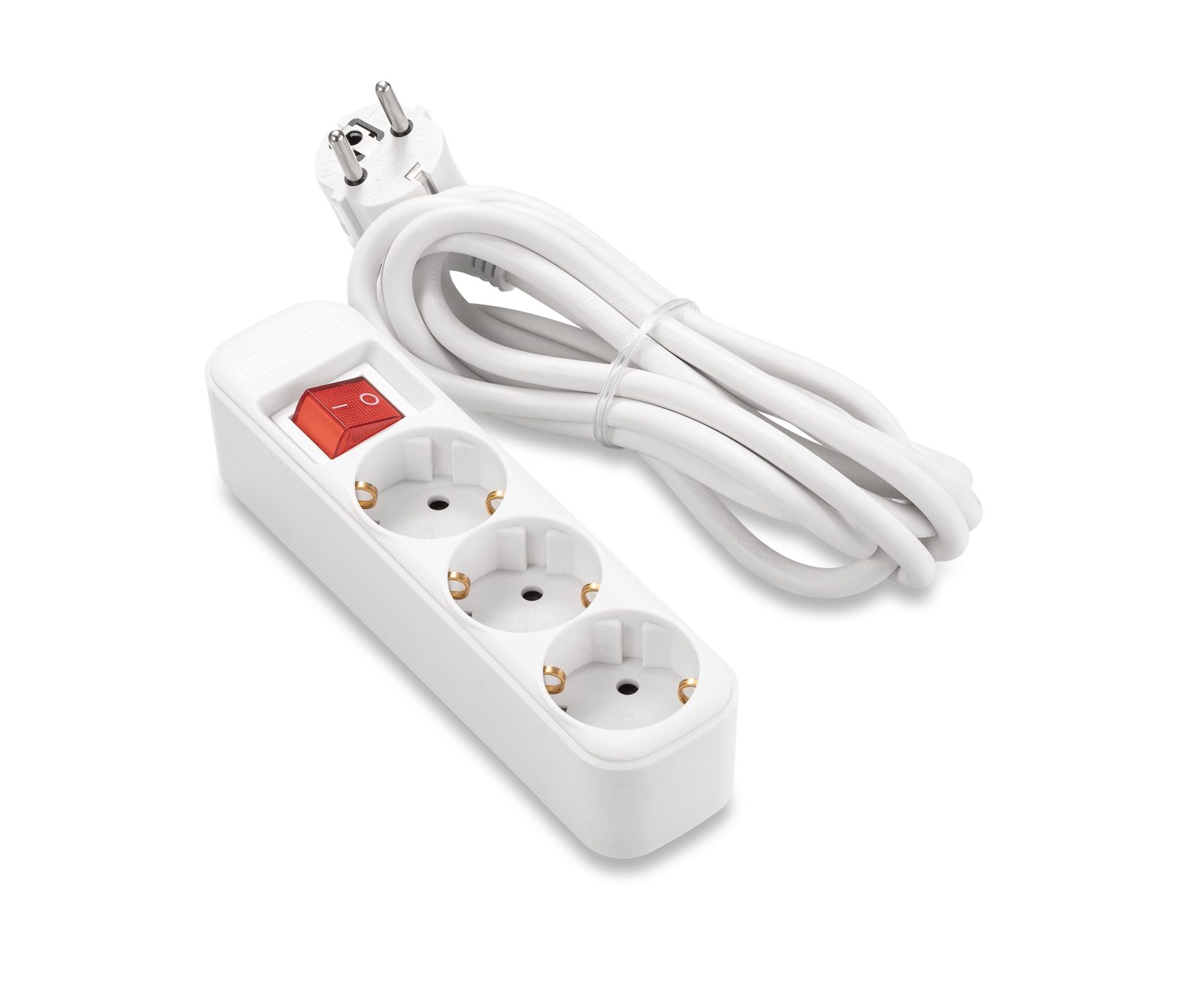 ON Extension lead 3-way socket grounded with switch, 5m white