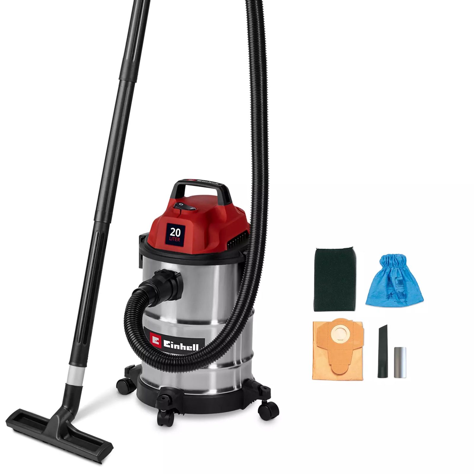 Einhell TC-VC 2045 S, 900 W, Trummdammsugare, Torr&våt, Dammpåse, 20 l, Skum