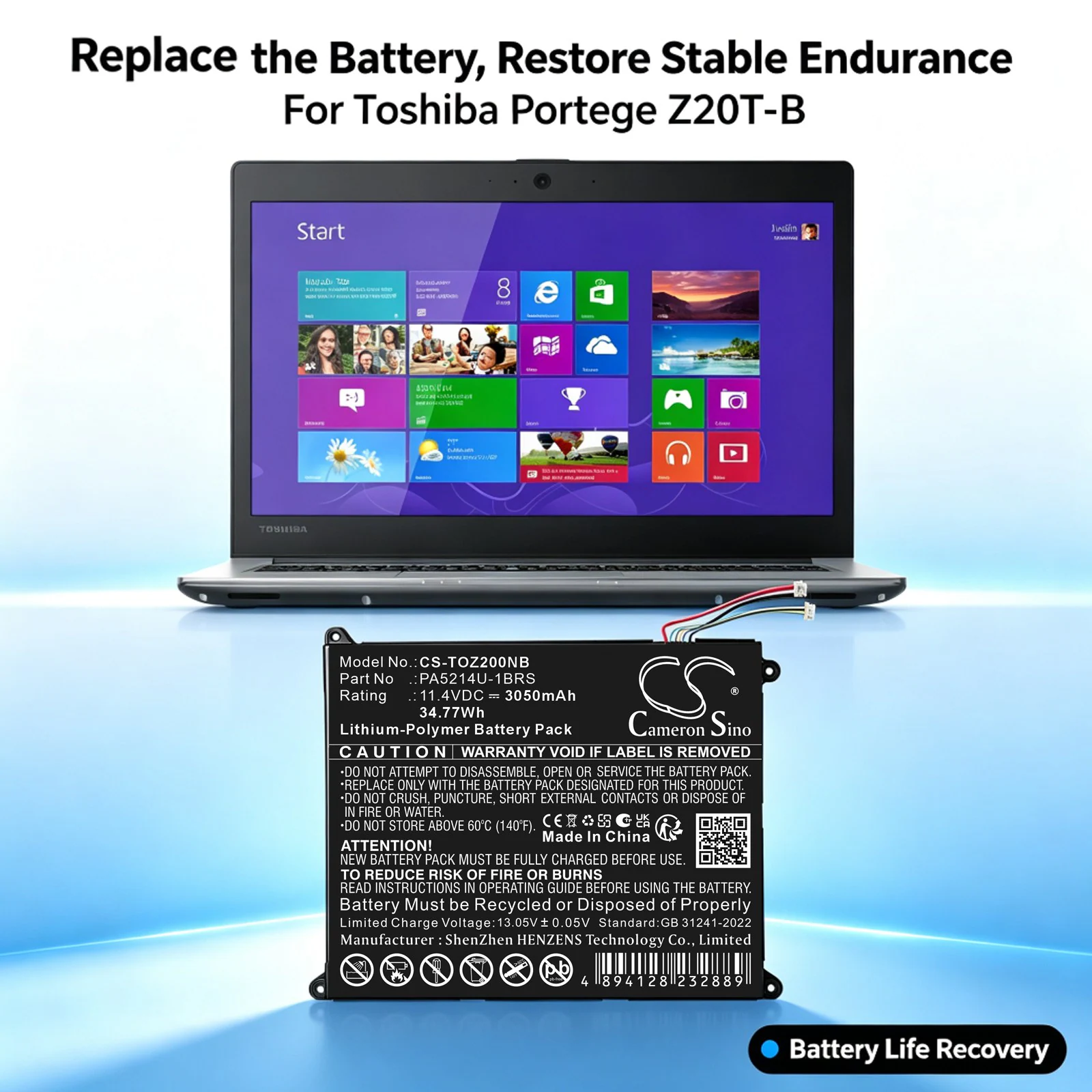 Batteri till Laptop, Bärbar dator för Toshiba Portege Z20T-B-103, Portege Z20T-C-11C m.fl., bild 3