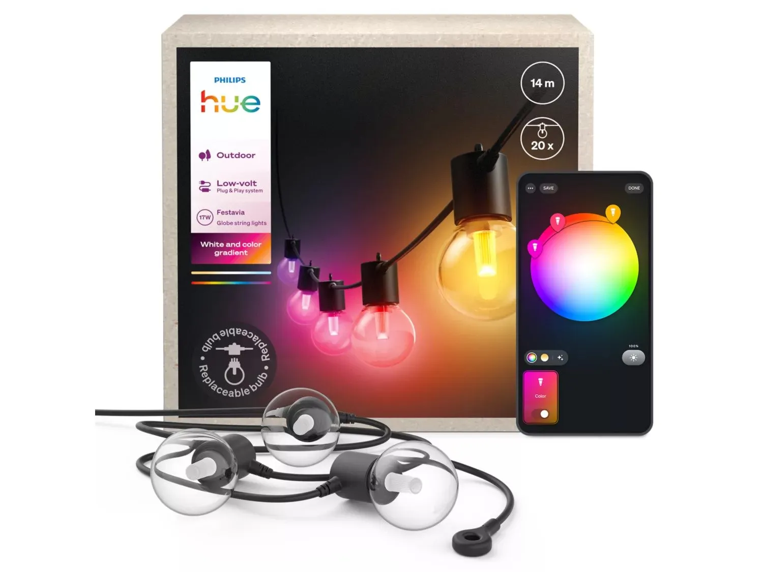 Philips Festavia Hue White festbelysning (14 meter), bild 4