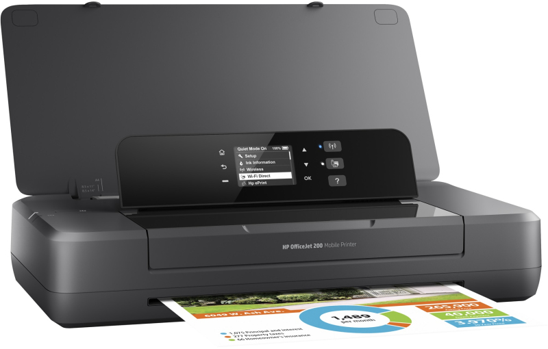 HP OfficeJet 200 mobil skrivare, A4, 1200x1200 dpi, 20/19 ppm, AirPrint, USB/WiFi/Bluetooth, batteridriven (tillval)