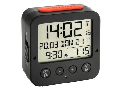 TFA-Dostmann BINGO, Digital väckarklocka, Rektangel, Svart, -10 - 50 ° C, LCD, Batteri