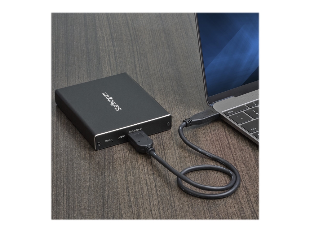 StarTech Hårddiskkabinett med dubbla fack för M.2 SATA SSD-enheter - USB 3.1 (10 Gbps) - RAID - Flashlagringsarray - 2 fack - USB 3.1 (extern) - för P/N: TBLT3MM1MA, TBLT3MM2M, TBLT3MM2MA