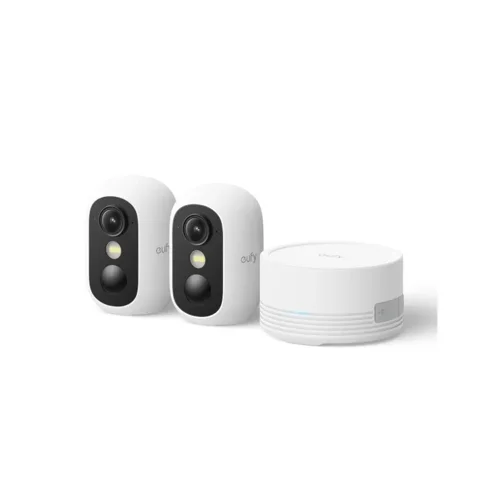 Eufy eufyCam C35 säkerhetskamera + HomeBase Mini (vit, 2-pack)