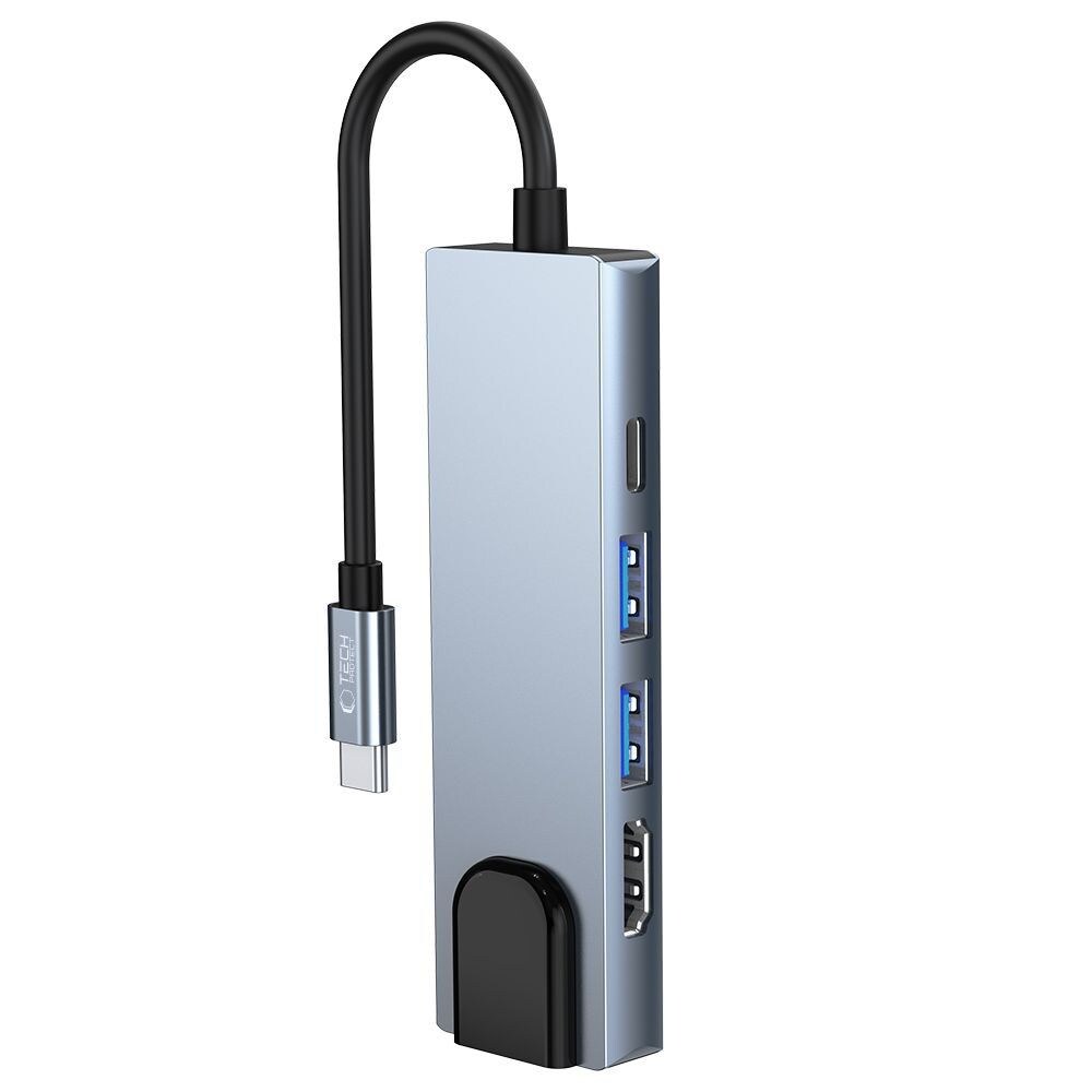 HUB Tech-Protect V3 5in1 USB-C - USB-A 3.0 / USB-A 2.0 / USB-C / HDMI / RJ45 - grå, bild 5