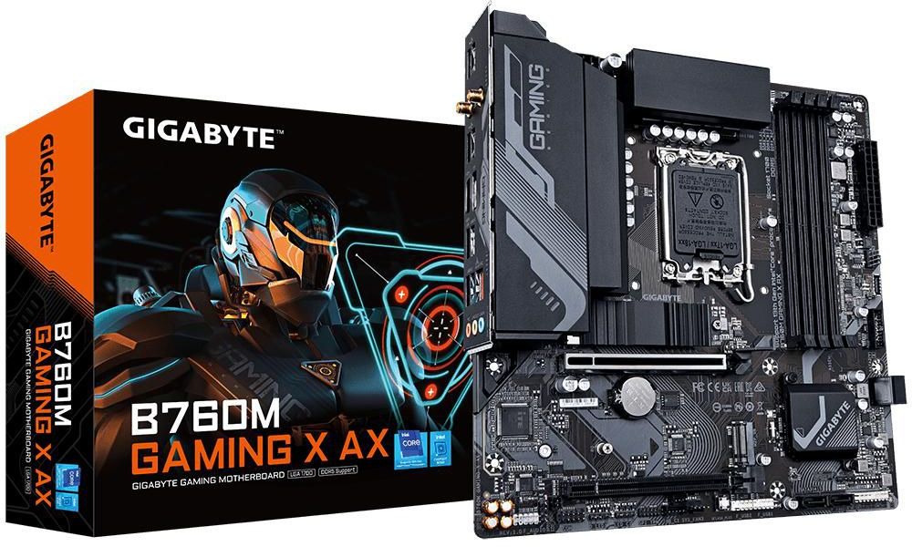 Gigabyte B760M GAMING X AX, Intel LGA1700, 2xPCI Express, MicroATX, 4xDDR5, 2xM.2 + SATA3 RAID, HDMI/DP, USB-C, 2.5Gbe LAN, WiFi 6E, Bluetooth 5.3, RGB Fusion, bild 2