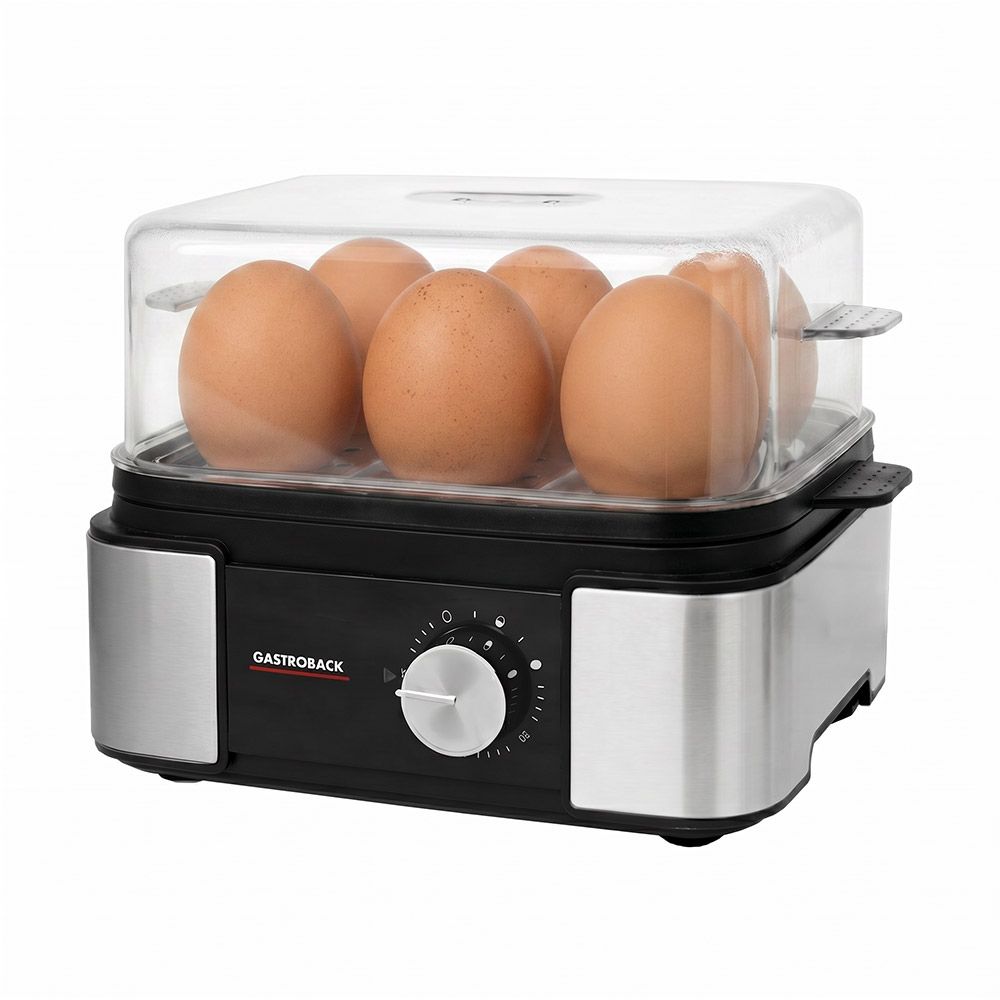 Gastroback EasyCook 6, 6 ägg, vridbar, 0,85 m, svart, rostfritt stål, 400 W, 220–240 V