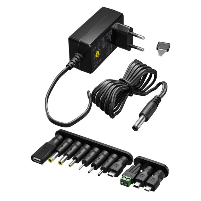 Ställbar nätadapter 3-12 V (DC) 27 W