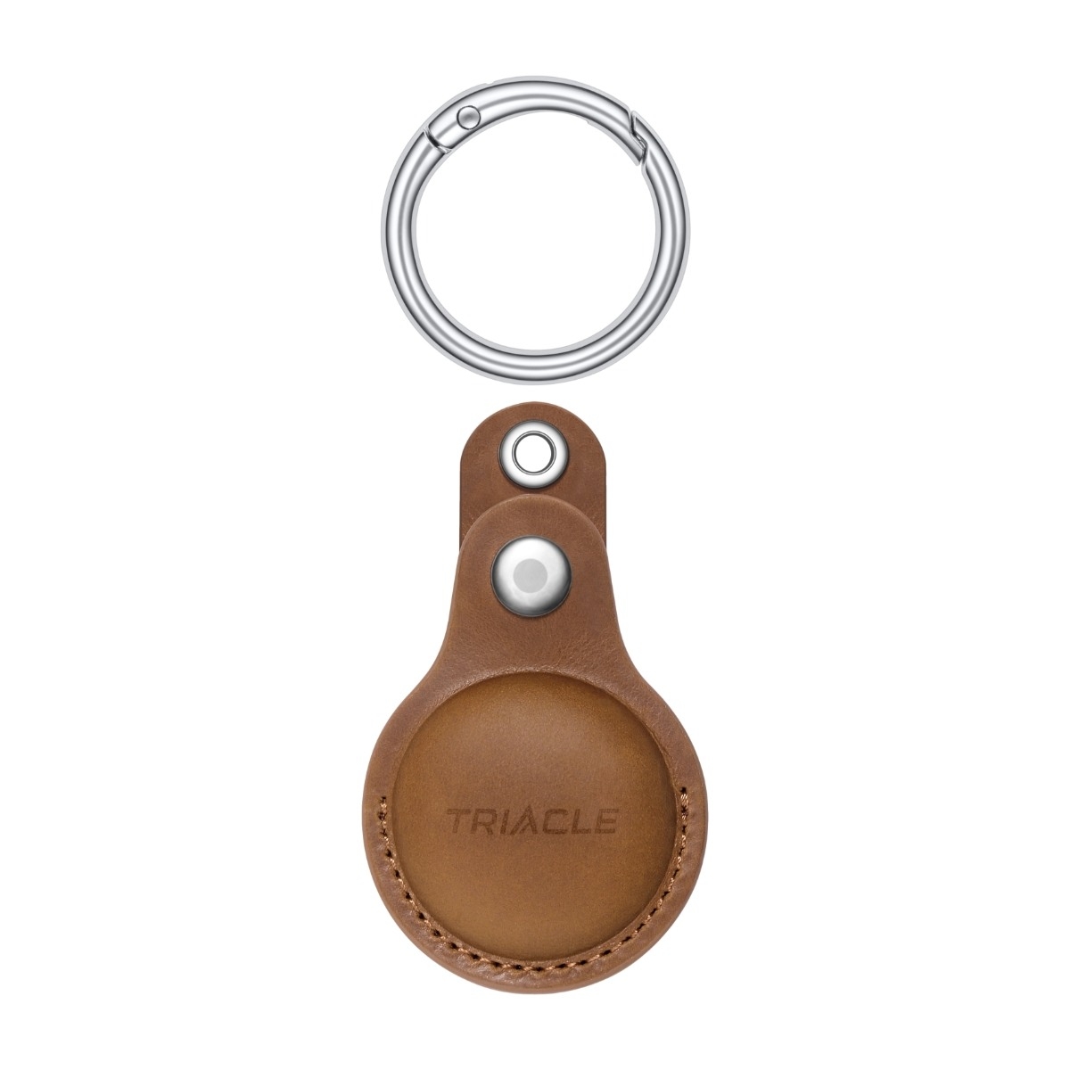 Triacle nyckelring för spårare i äkta läder, Vintage Brown