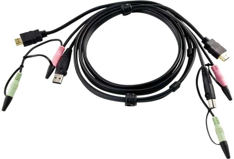 ATEN 2L-7D02UH - Video/USB/ljud-kabel - USB, mini-phone stereo 3.5 mm, HDMI (hane) till mini-phone stereo 3.5 mm, USB typ B, HDMI (hane) - 1.8 m