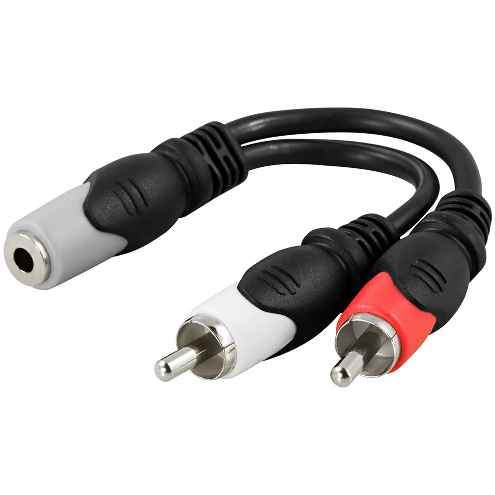 DELTACO Adapter 3,5mm ho till 2xRCA ha