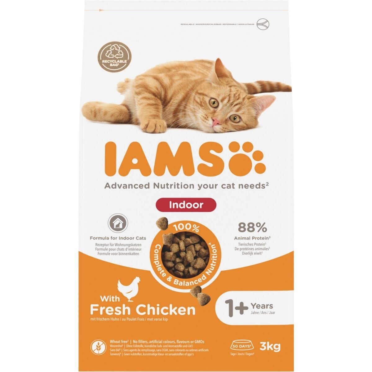 Iams for Vitality Cat Adult Indoor Chicken Torrfoder till Katt 3 kg, bild 2