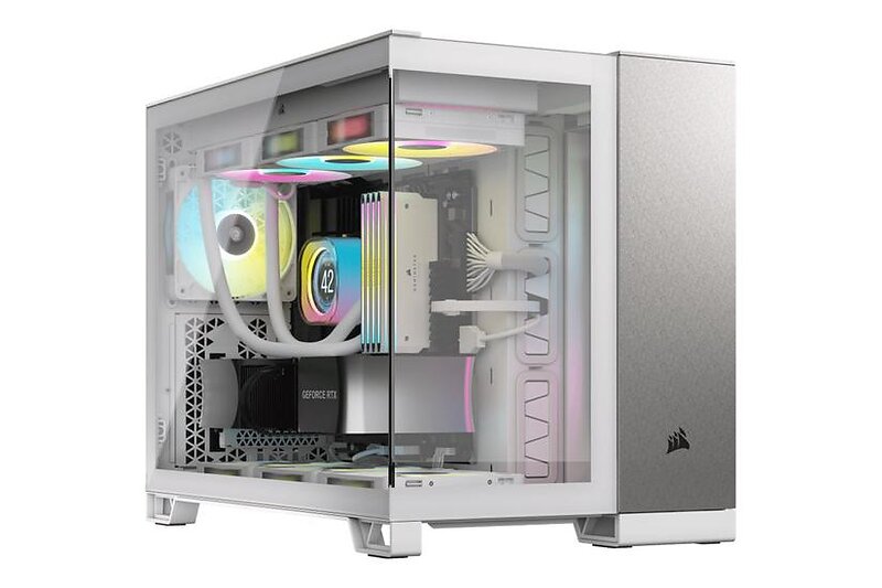 Corsair 2500X Mid-Tower Dual Chamber PC Case, MicroATX, TG - Vit/Alu, bild 3