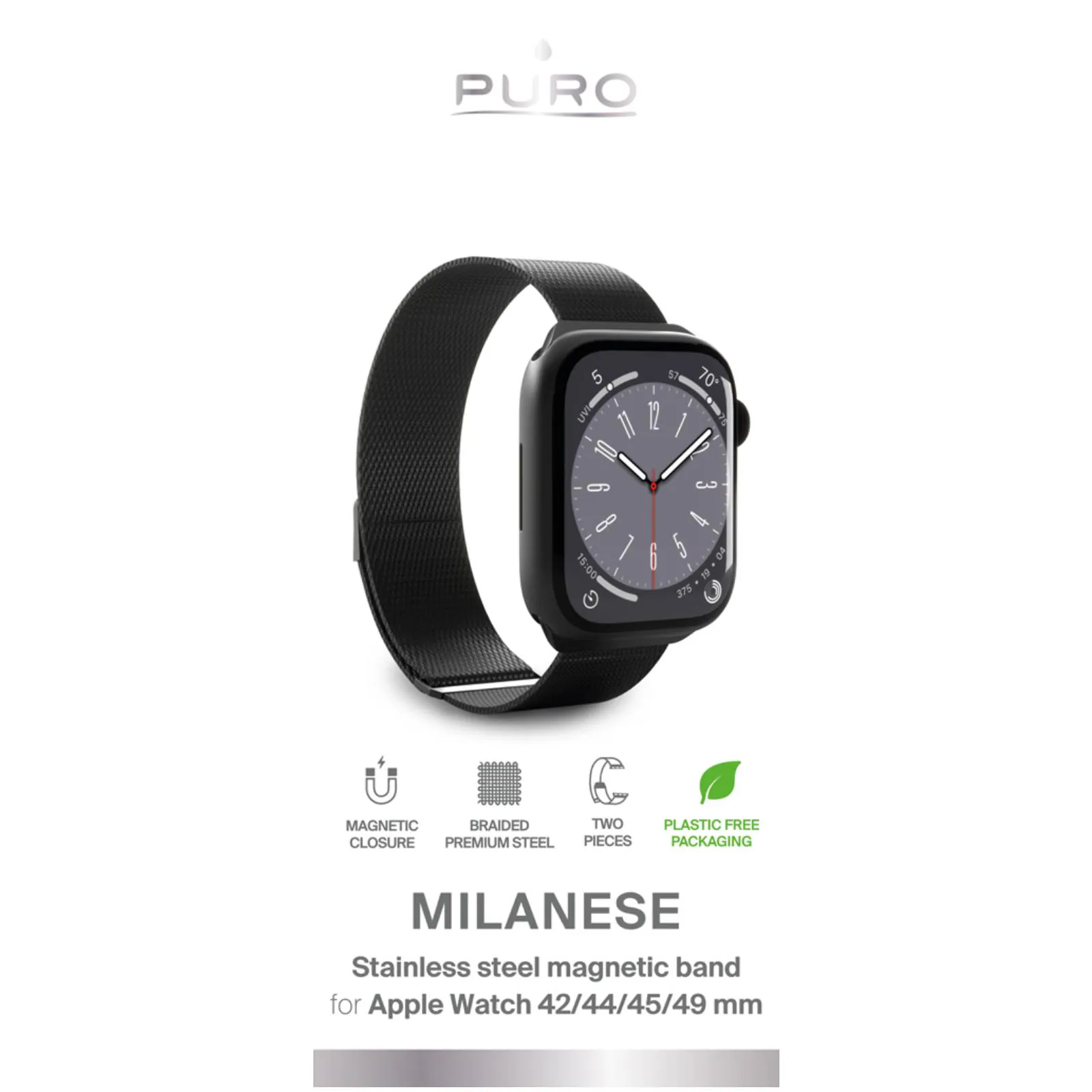 Puro Apple Watch 42-49mm Milanese armband (svart), bild 2