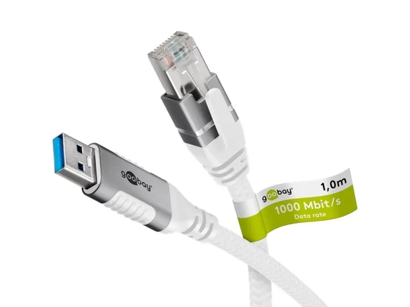 Goobay 74162, 7,5 m, Cat6, F/UTP (FTP), USB Type-A, RJ-45, Vit