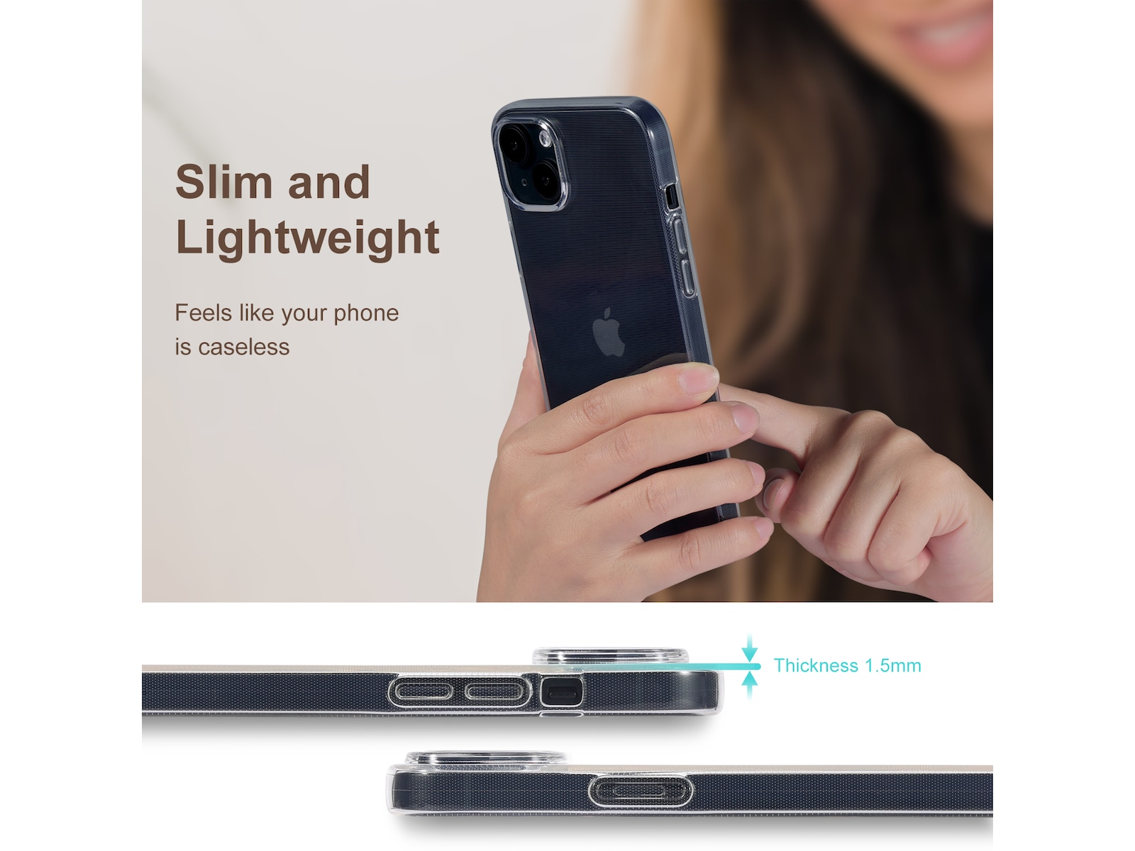 iiglo iPhone 15 Plus Silikonskydd (transparent)