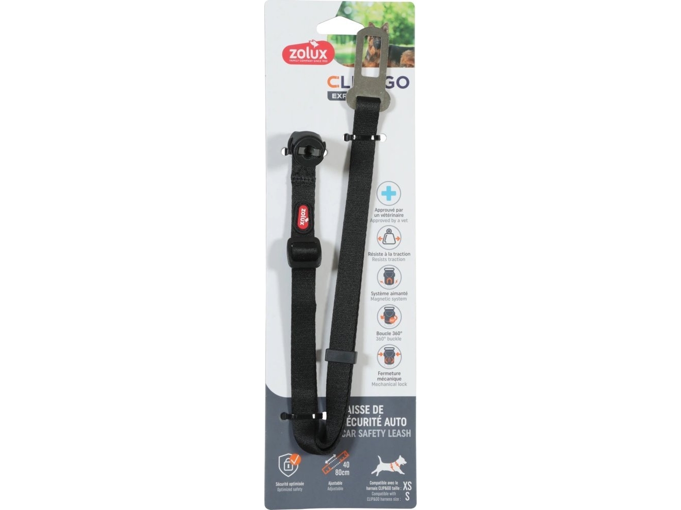 ZOLUX bilsele för hund CLIP&GO XS/S