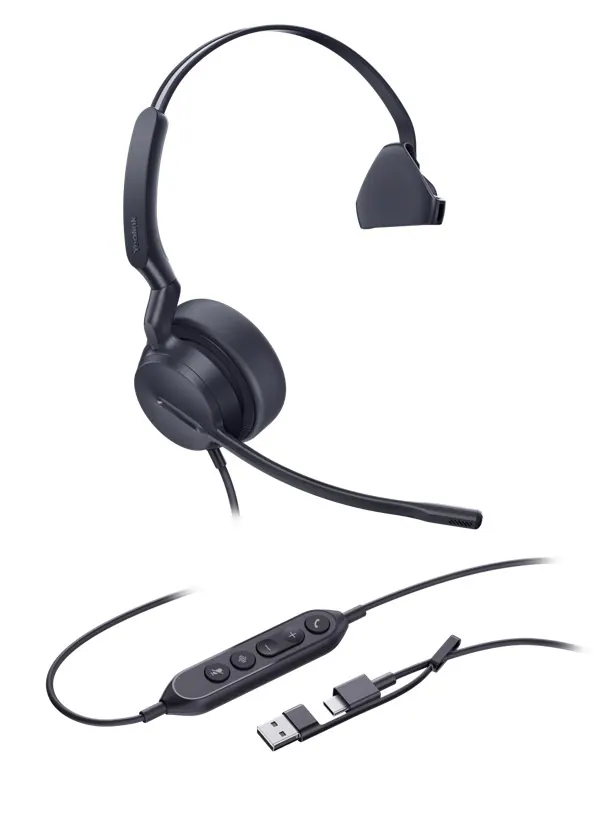 Yealink UH44 Mono Teams kabelanslutet headset, USB-A/C