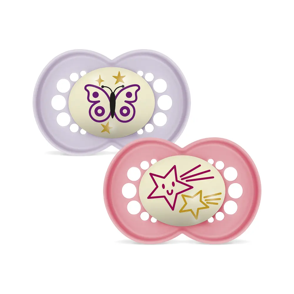 MAM Original Night 6-16m Silicone Pink 2pcs, bild 3