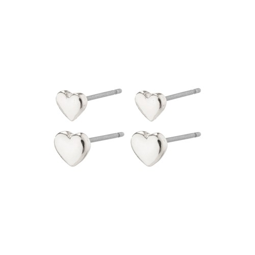 PILGRIM - AFRODITTE Heart Earrings 2-in-1 Set - Silver-Plated - 5 mm / 6 mm