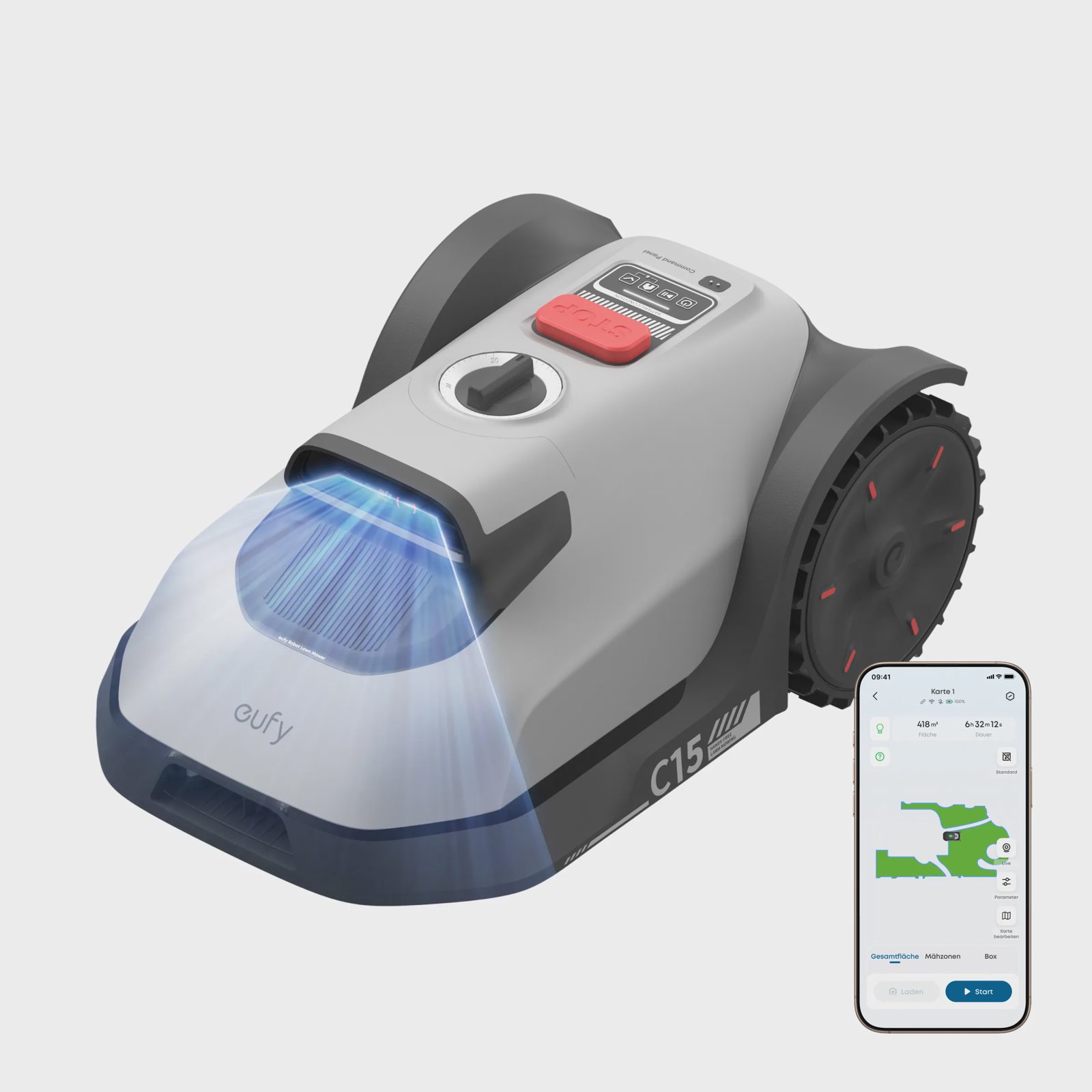 Eufy Robotic Lawn Mower C15 Solo, Robotgräsklippare, 500 m², 18 cm, 2 cm, 6 cm, 32%