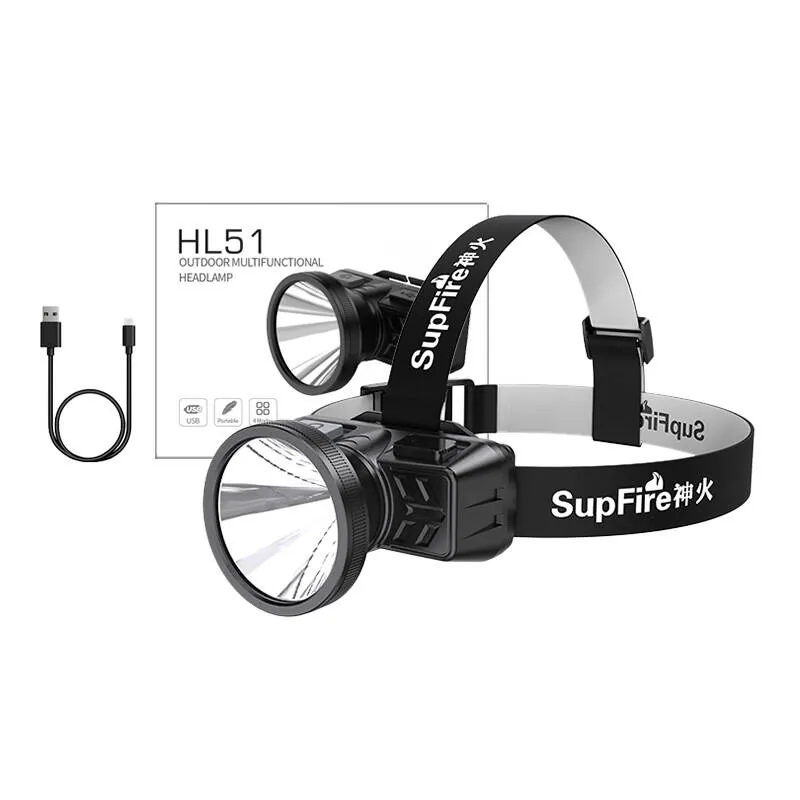 Superfire HL51 pannlampa ficklampa, 160 lm, mikro-USB, 4 lägen, 300 m, bild 2