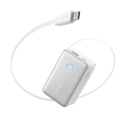 Anker Nano Powerbank 10000 mAh, 45W med inbyggd USB-C Kabel Vit, bild 2