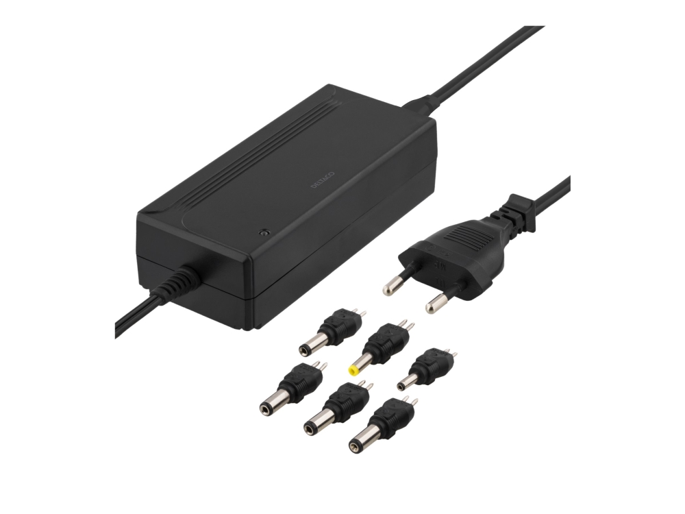 Deltaco PSR-30B nätadapter 36 W, 5-15 V DC, 3 A max, 6 kontakter, svart