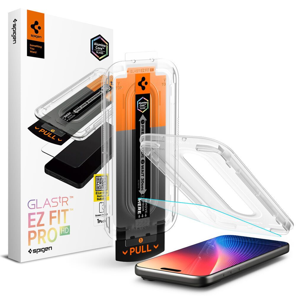 Spigen Glas.tR EZ Fit Pro HD skärmskydd för iPhone 16 Pro/17/17 Pro