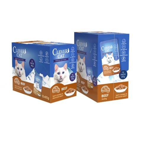 Clever cat - Clever Cat Pouches - Beef - 12-pack, 85g per pouch
