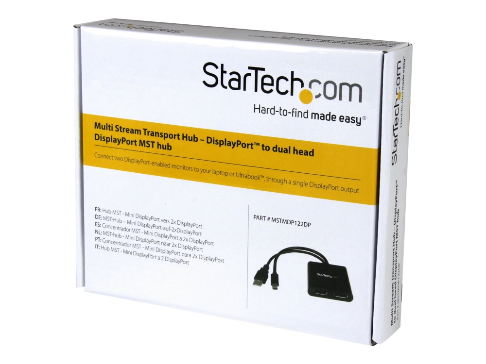 Displayport-hub StarTech, 1 Mini Displayport till 2 Displayport, strömförsörjning via USB