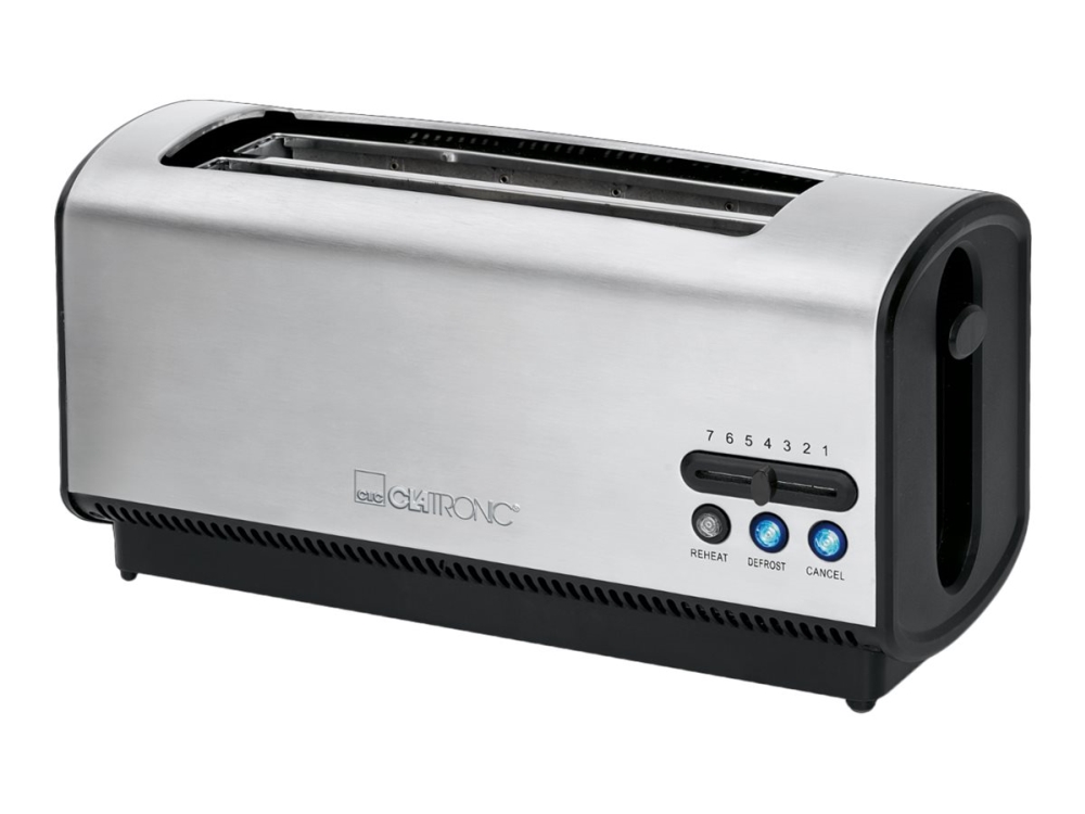 Clatronic TA 3687 - Brödrost - 4 skiva - 2 Kortplatser - rostfritt stål/svart