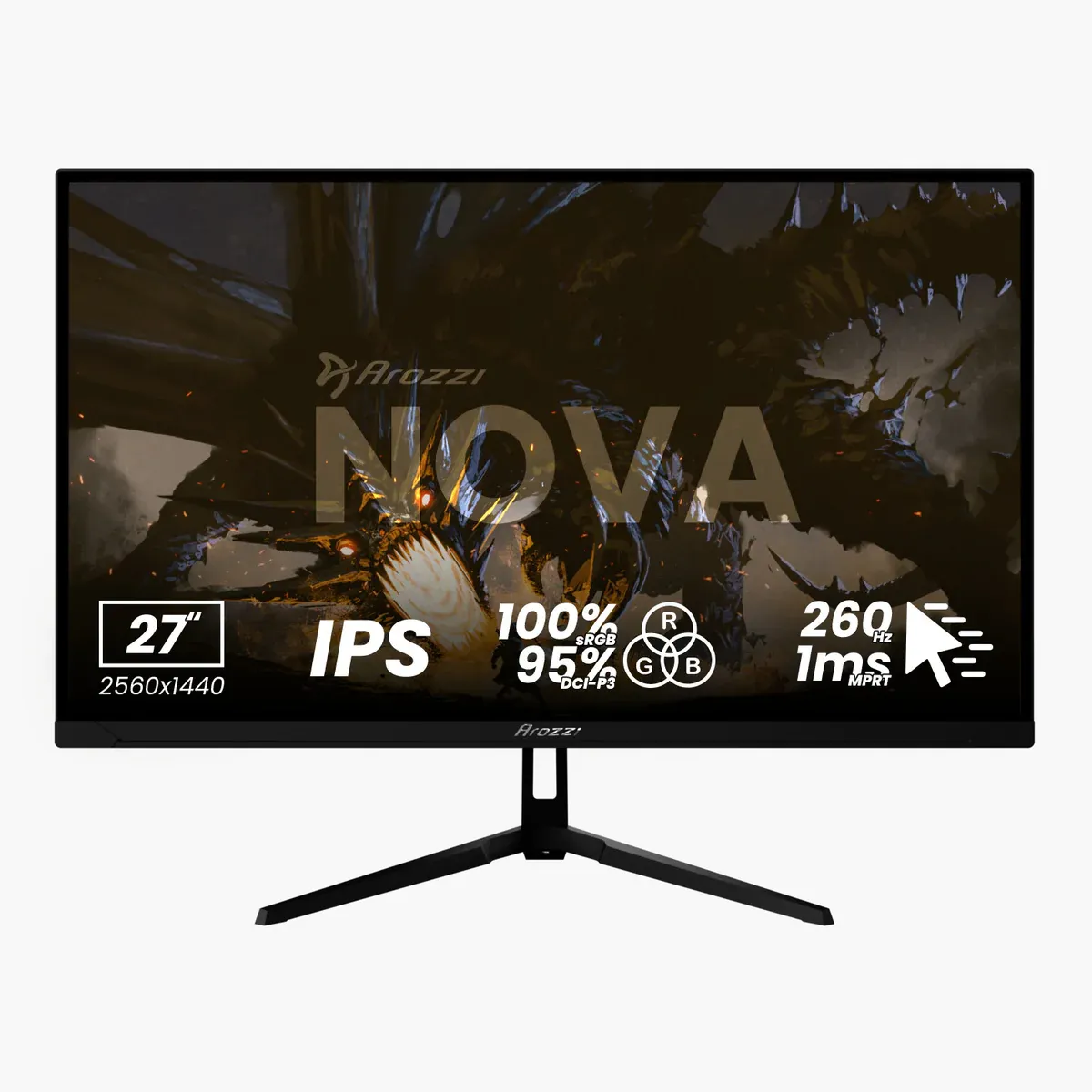 Arozzi Nova 27" IPS 2560x1440 260Hz Gamingmonitor - Svart