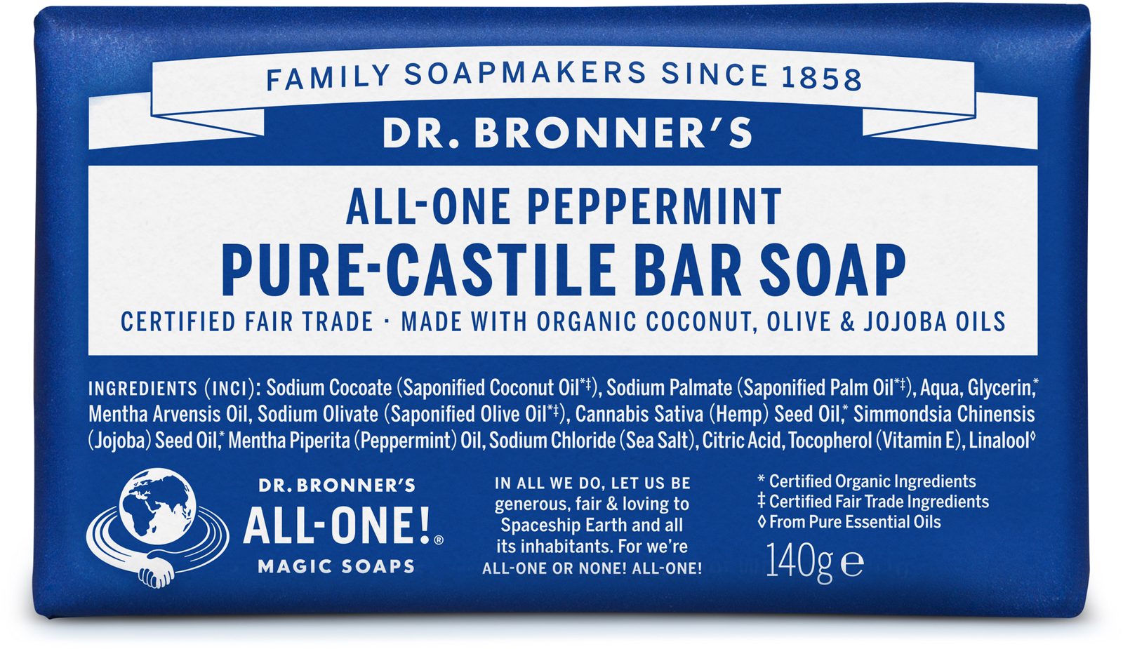 Dr. Bronner's Bar Soap Peppermint 140 g
