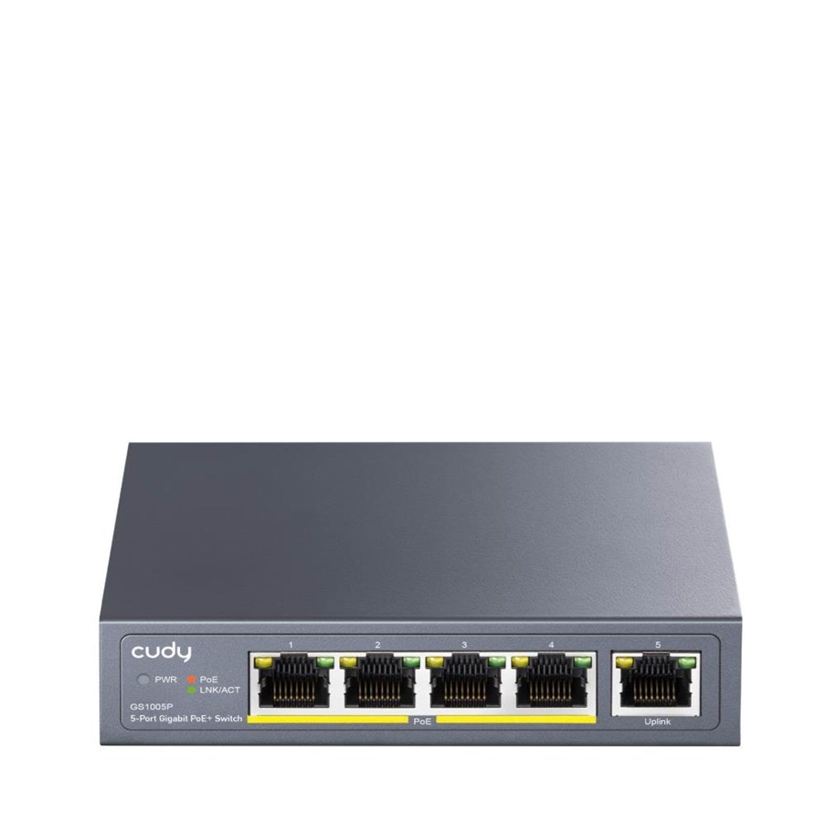 Cudy GS1005P 5-portars Gigabit PoE+ Switch – Svart