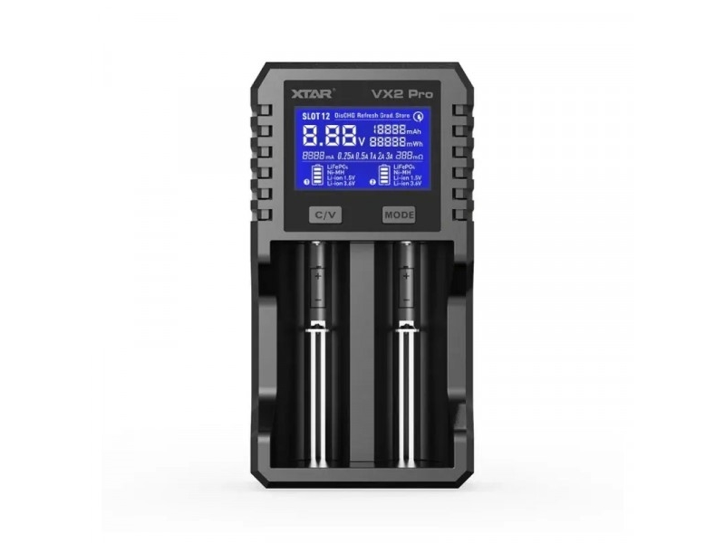 XTAR VX2PROKT batteriladdare för Li-ion-, Li-FePO4- och Ni-MH-batterier