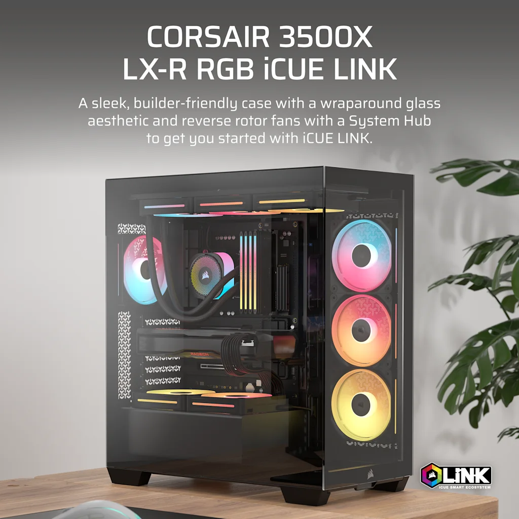 Corsair 3500X LX-R RGB iCUE LINK PC-chassi (svart, glas), bild 3